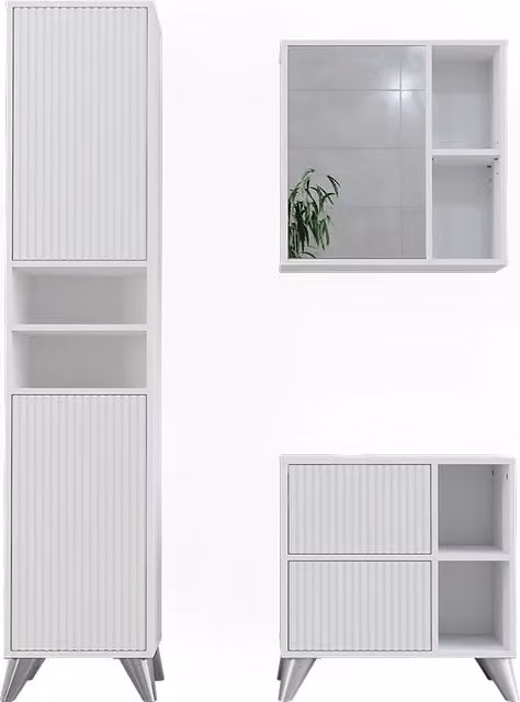 Set di mobili da bagno Leano Bianco 3 pezzi Vicco