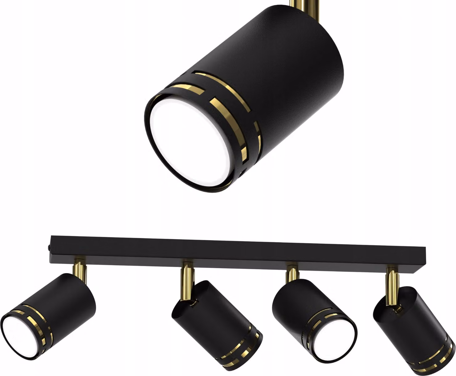 Lampada Da Soffitto Nera E Oro Con Led Mobile Gu10 - Lampada A Riflettore Polacca