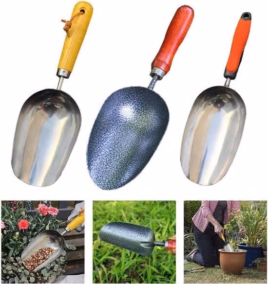 Attrezzi da giardino - Forca in acciaio inossidabile di alta qualità con manico in rovere massiccio per piantare, rinvasare e spostare il compost in modo efficiente