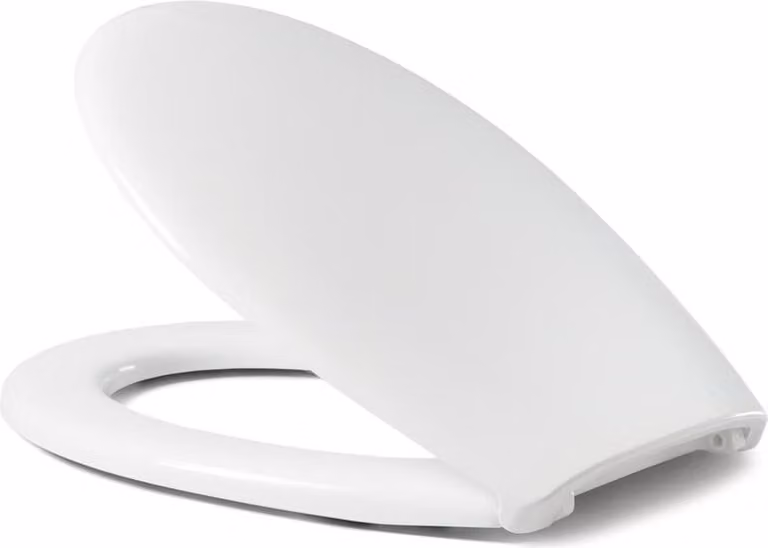 Sedile per WC DIANA O100 di forma classica, bianco con cerniera in acciaio inox