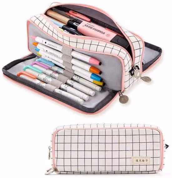 Borsa portadocumenti capiente con 3 scomparti. Ampia borsa da trasporto per l'ufficio e la scuola - Bianca
