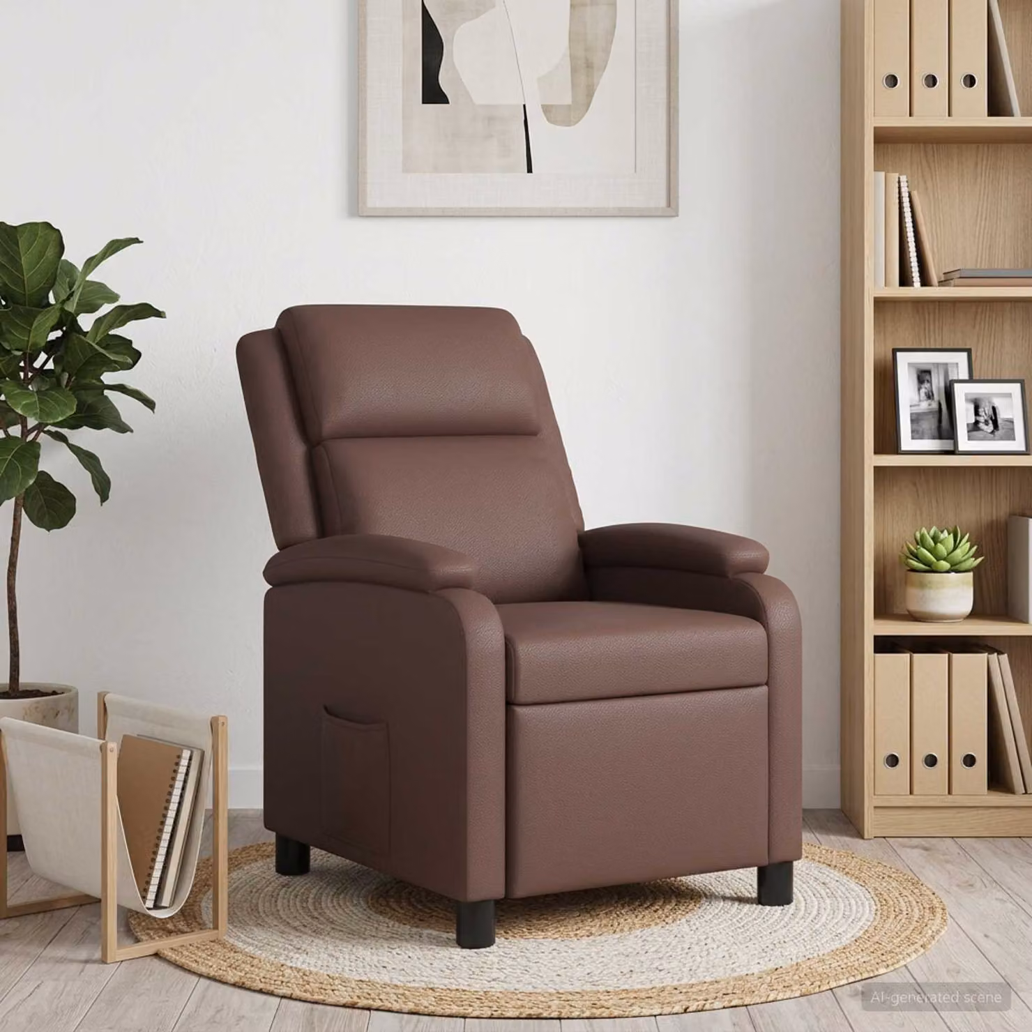 vidaXL Poltrona reclinabile moderna in similpelle marrone con braccioli