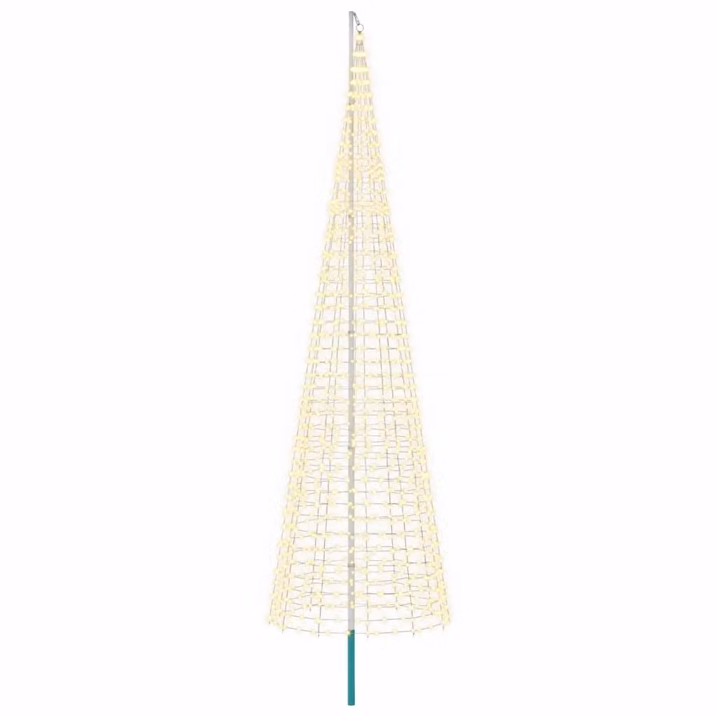 Luci LED per Albero di Natale vidaXL Bianco Caldo con Picchetti e Asta per Bandiera – 2