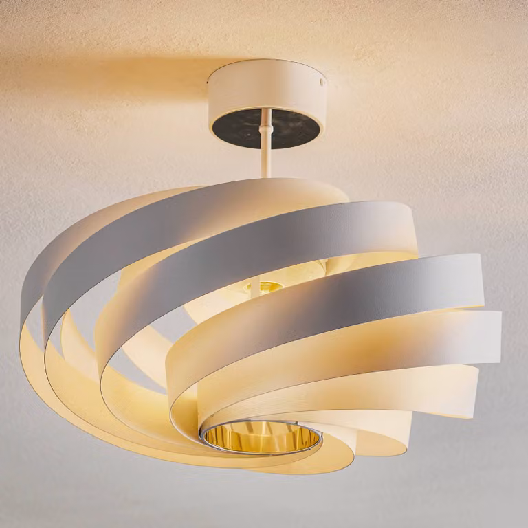 Plafoniera soffitto Tori Domiluce, dimmerabile, Bianco / Opale, Soggiorno / Sala da pranzo, Metallo, Moderno, Plafoniera