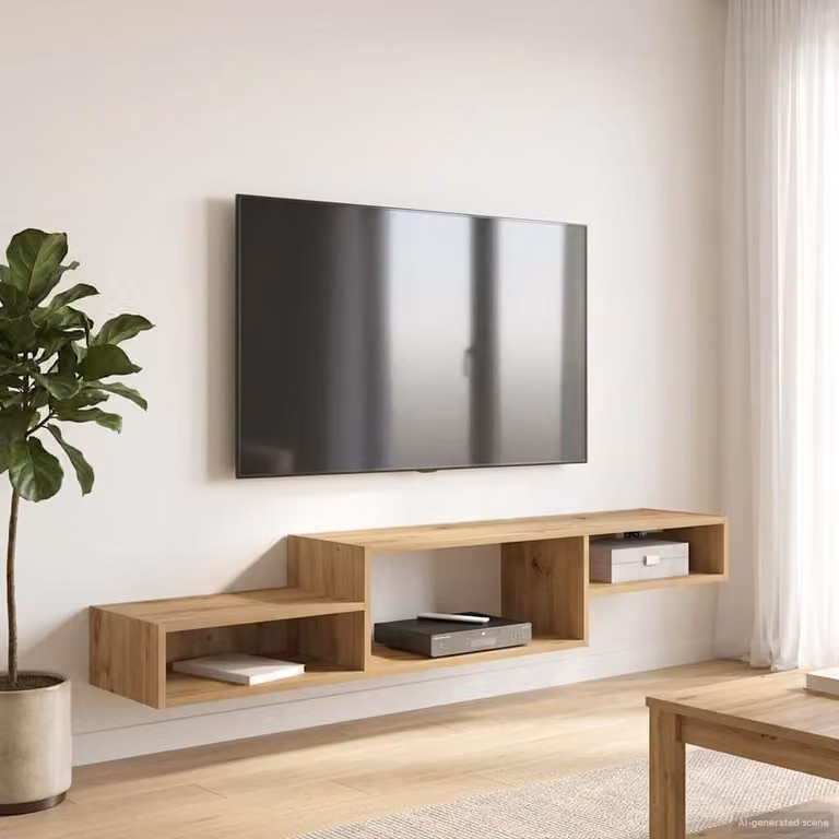 Mobile TV da parete vidaXL in rovere artigianale marrone con scomparti multimediali per il tuo soggiorno