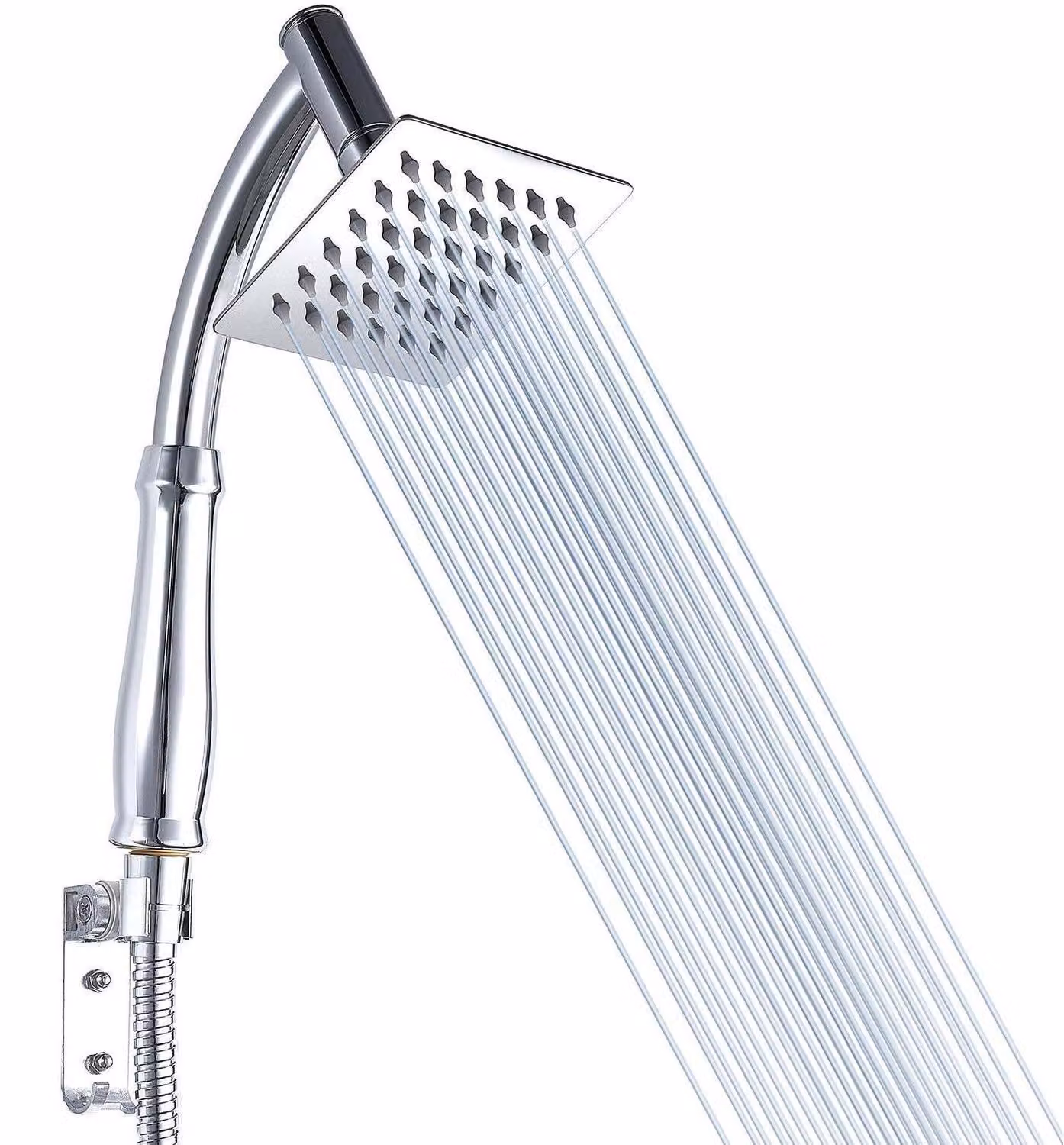 Doccia a soffitto con braccio doccia manuale, acciaio inossidabile, 10 cm, quadrata, cromata