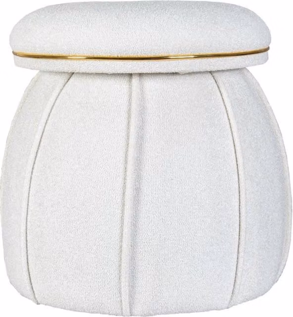 Pouf Corin bianco e oro con seduta trapuntata