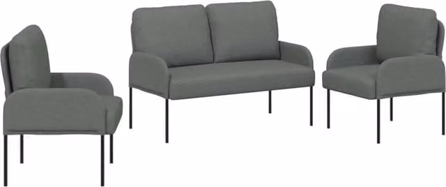 Set Divano | Divano da soggiorno | Sofa 3 pz Grigio scuro 115 x 56 x 80 cm Legno compensato