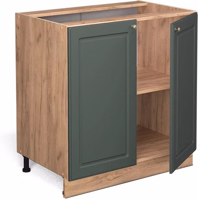 Mobiletto base cucina Fame-Line Verde-oro rustico/Rovere dorato 80 cm con ripiano, PL Marmo Vicco