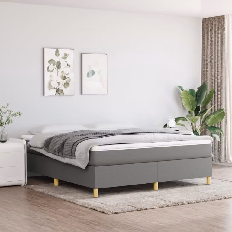 Maison Exclusive - Giroletto a Molle con Materasso Grigio Scuro 180x200 cm Tessuto
