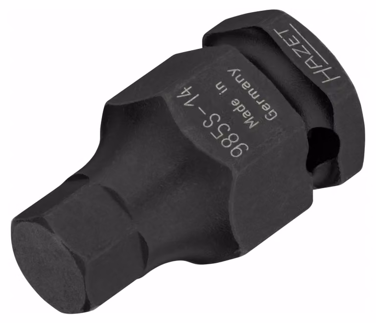 Hazet Cacciavite a impatto per avvitatori a batteria, inserto per chiave a bussola 985S-14, 1/2" (12,5 mm) quadrato cavo, esagono esterno da 24 mm, esagono interno Pr