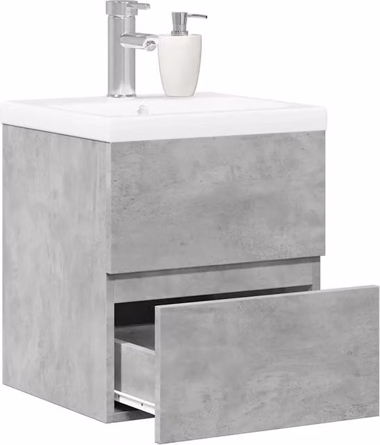 Set Mobili da Bagno 2 pz Grigio Cemento in Legno Multistrato 3324907