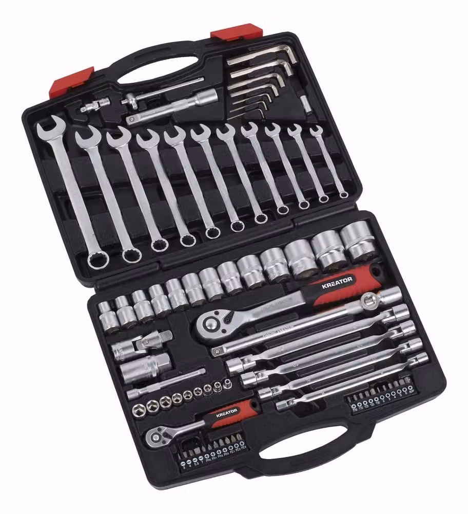 set di chiavi a bussola da 77 pezzi 1/2" 1/4" in valigetta, chiavi dinamometriche