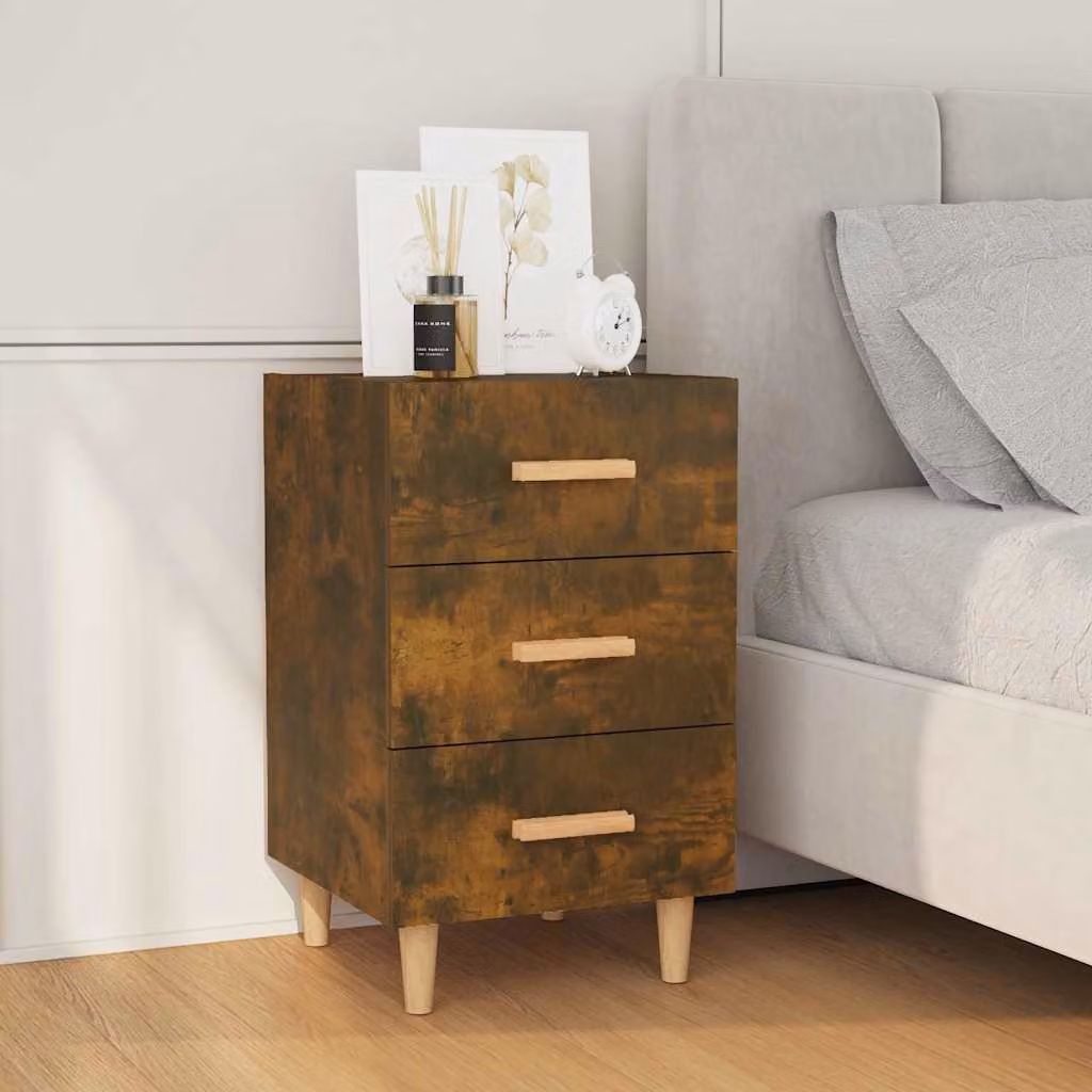 Comodino moderno vidaXL in legno multistrato color rovere fumo, sospeso a parete, L 40 cm x P 40 cm x H 66 cm