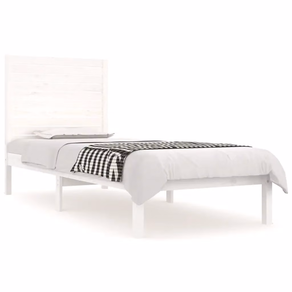 Giroletto singolo vidaXL in legno massello di pino bianco laccato L/P/H: 190 x 90 x 195,5 cm – 2
