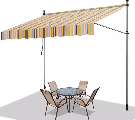 Protezione solare: protezione dai raggi UV e dall'acqua per balcone, terrazza e giardino. Ombrellone regolabile, 250 cm, giallo e blu