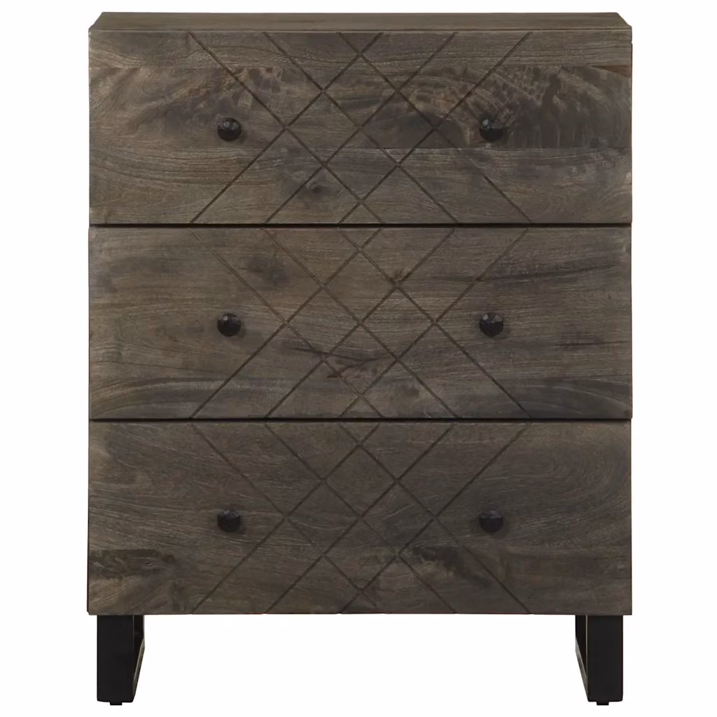 Credenza nera vidaXL in legno di mango e metallo per sala da pranzo L/P/H: 60 x 33 x 75 cm – 2