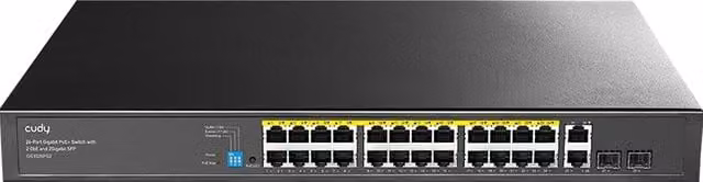Switch Cudy GS1026PS2 Gigabit PoE+ a 24 porte con 2 uplink Gigabit e 2 slot SFP, 300W, Nero