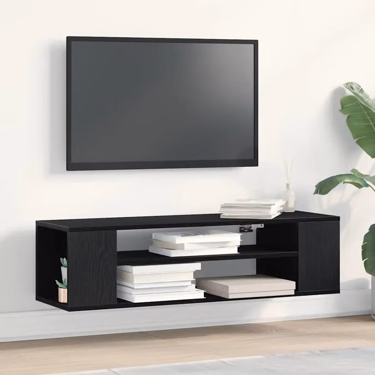 Mobile TV vidaXL moderno in legno ingegnerizzato rovere nero L 100 cm, P 30 cm, H 26,5 cm