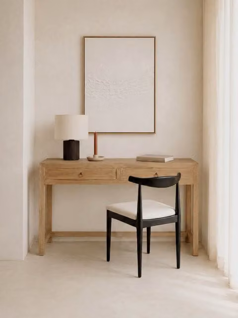 Scrivania in legno di mango stile rustico Kenay Home colore marrone e oro