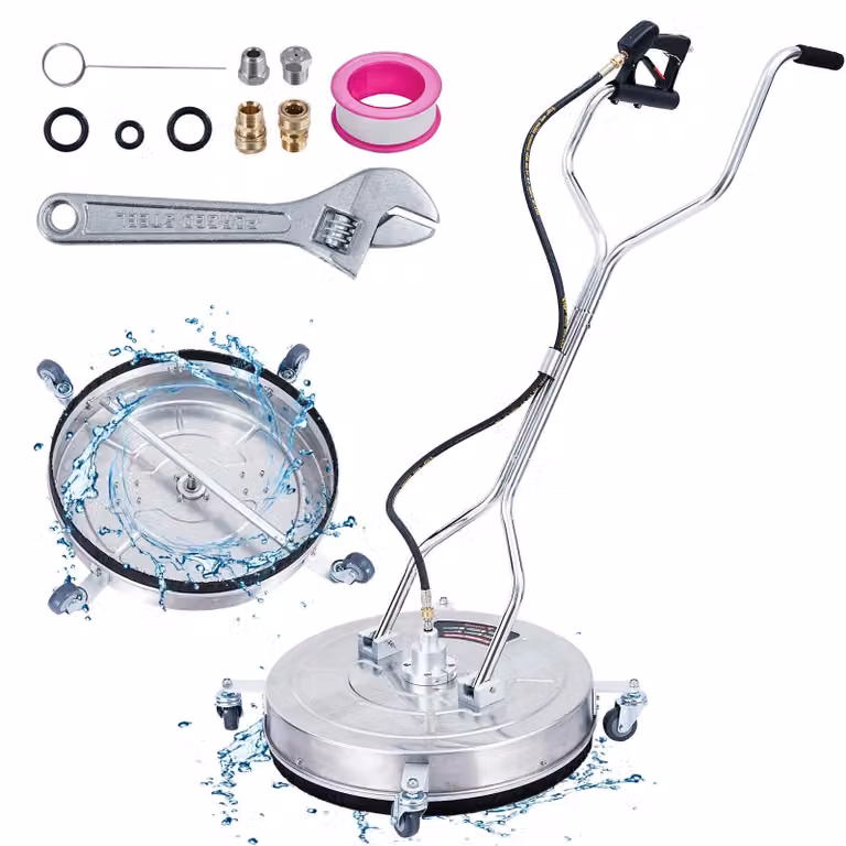 Spazzola lava superfici per idropulitrici - Testina di pulizia da 61 cm - 4000 PSI - Acciaio inossidabile - Doppio manico - 4 ruote - Connettore rapido da 3/8 (9,5 mm)