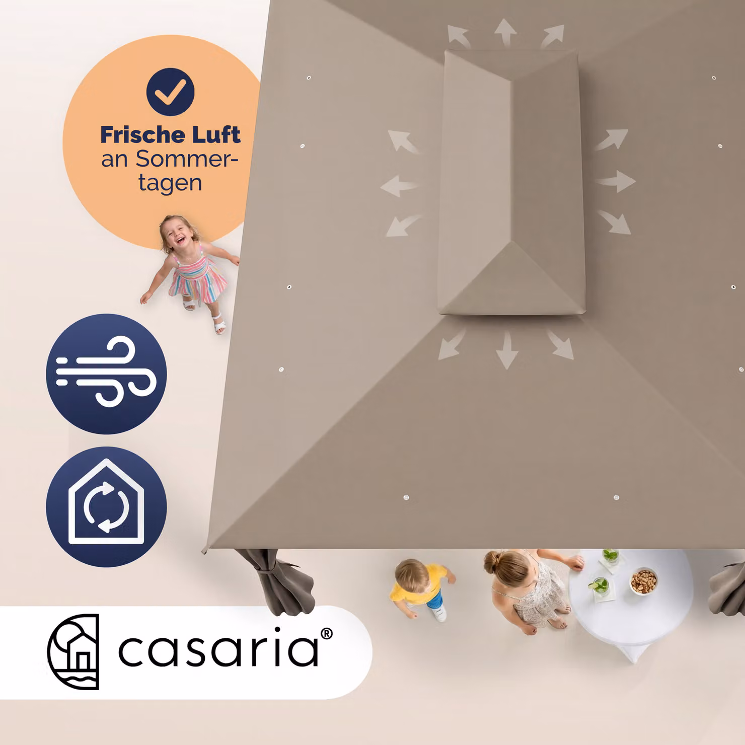 Gazebo Casaria Topas colore beige e marrone con protezione UPF 50+ L: 400 cm, P: 300 cm, H: 269 cm – 3