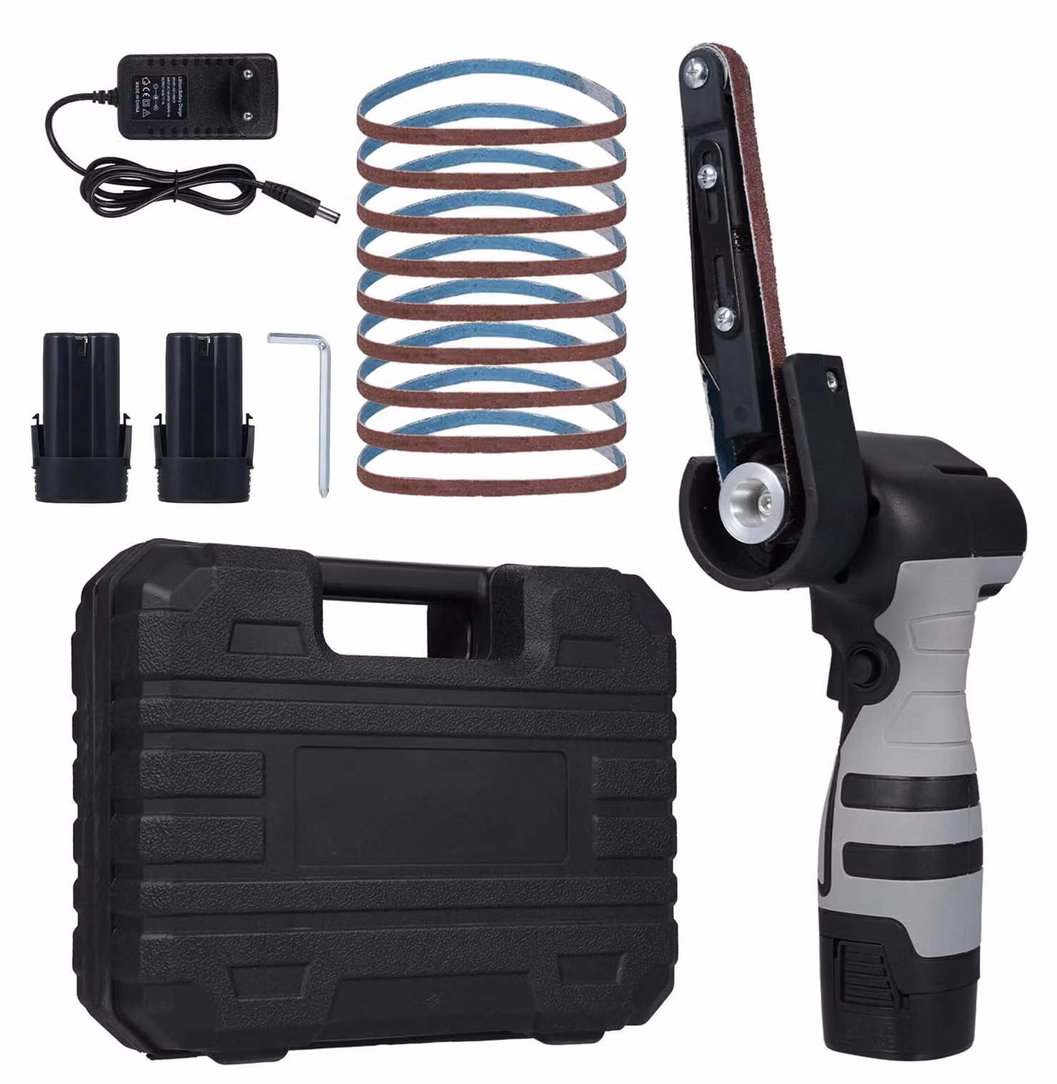 Levigatrice portatile - Levigatrice a batteria - Smerigliatrice angolare - Lucidatrice - Adatta per legno e metallo - 2 batterie