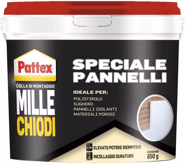 Pattex Millechiodi Speciale Pannelli Bianco, Confezione da 12 Pezzi da 850 g ciascuno