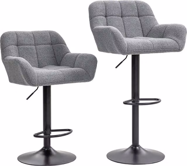 Set di 2 sgabelli da bar HOMCOM in velluto grigio e nero con design retrò e altezza regolabile