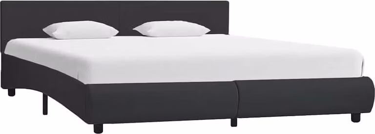 The Living Store Struttura letto con LED in ecopelle nera 160 x 200 cm