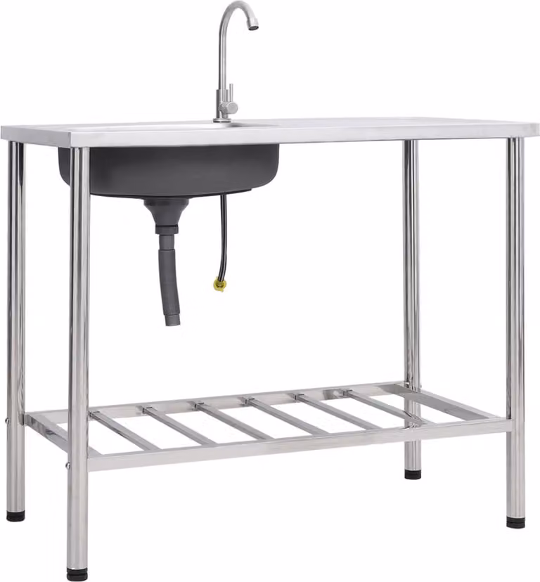 The Living Store Lavello da campeggio con rubinetto in acciaio inox