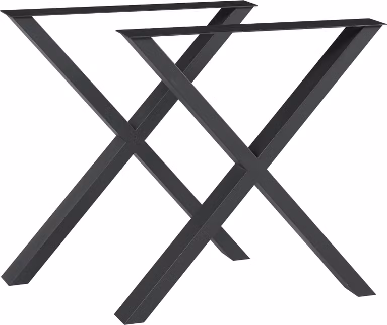 Set di 2 telai da tavolo 'Greith' per tavolo da pranzo scrivania a X in acciaio 72 x 69 cm nero