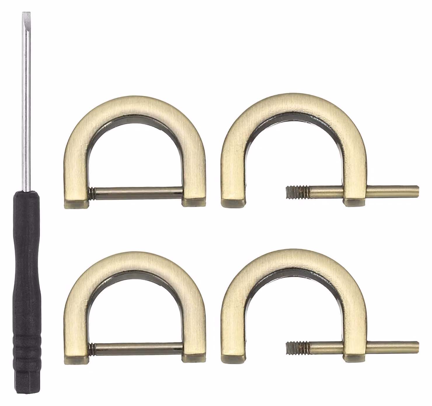Anelli a D con chiusura a vite, 12 mm, confezione da 4 pezzi, color oro anticato