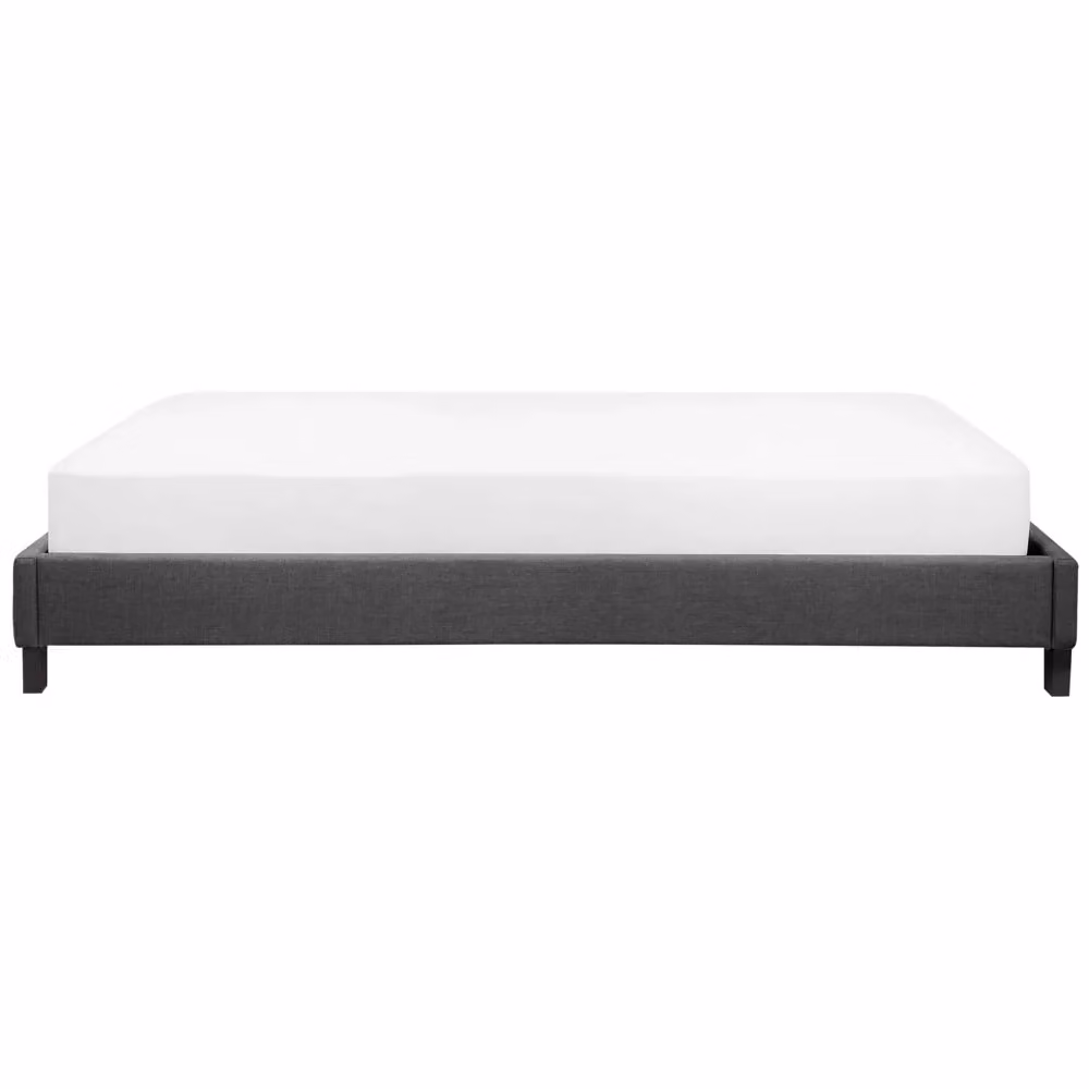 Letto Beliani in tessuto grigio con rete a doghe senza testiera L/P: 180 x 200 cm – 2
