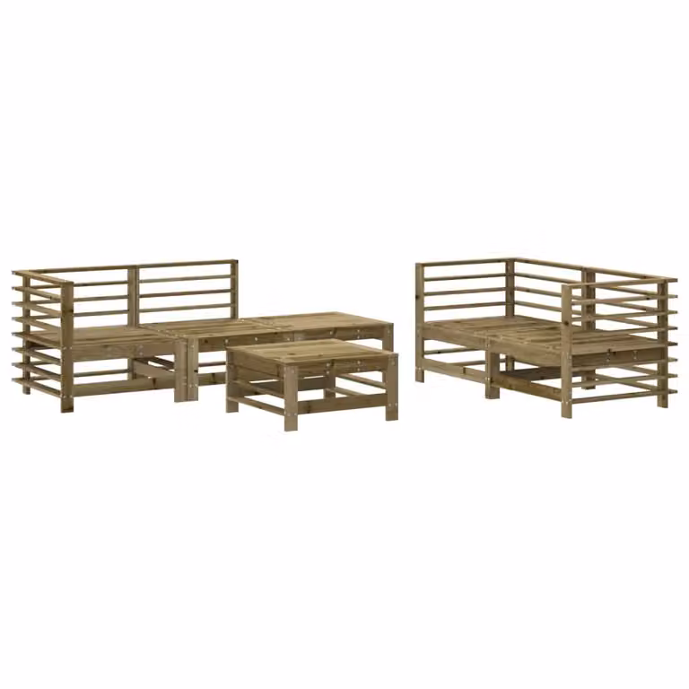 Set Salotto da Giardino 6 pz in Legno Impregnato di Pino