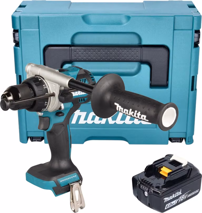 Makita DHP 492 G1J Avvitatore a percussione a batteria 18 V 141 Nm Brushless + 1x batteria 6,0 Ah + Makpac - senza caricabatteria