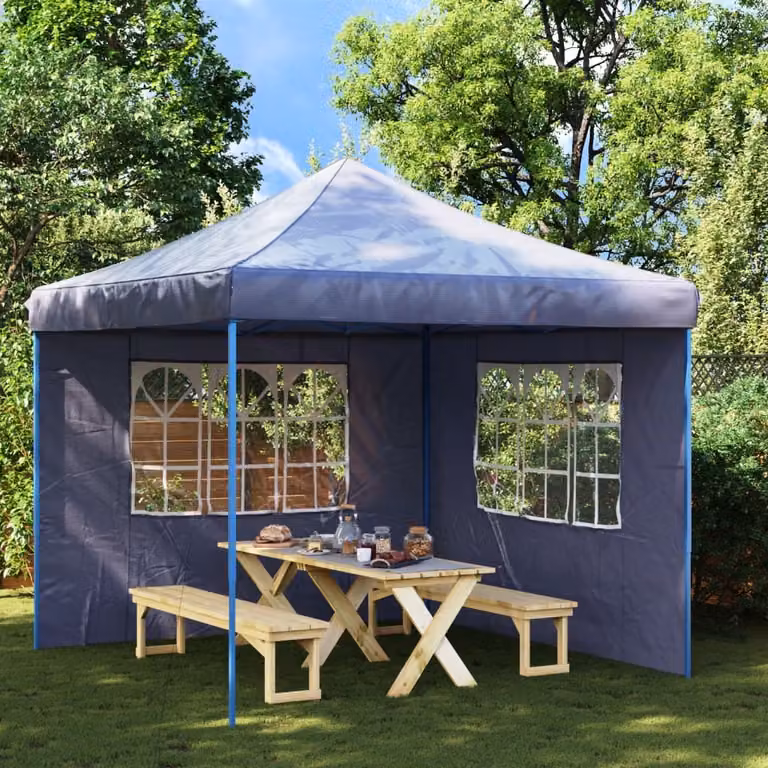 Maison Exclusive - 2 pareti laterali per tenda da festa, con finestra, in polietilene blu
