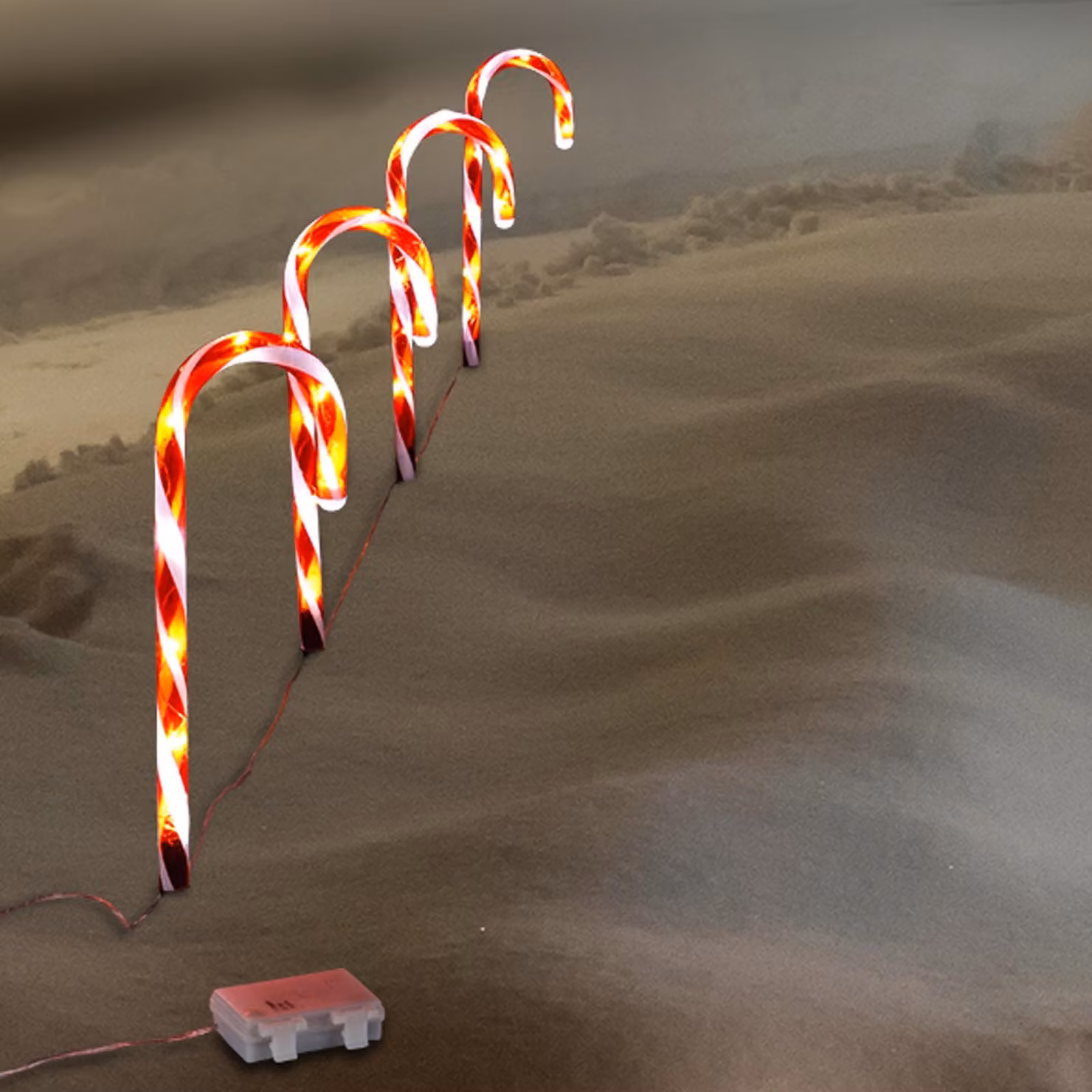Set di 4 bastoncini di zucchero a LED alimentati a batteria - Luci natalizie