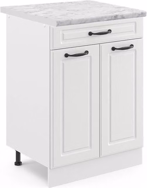 Mobiletto base per cucina Vicco R-Line Bianco rustico con ante e cassetto L: 60 cm, P: 29,9 cm, H: 81,6 cm