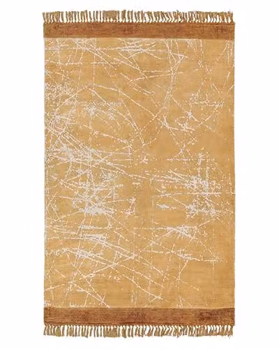 Beliani Tappeto moderno in viscosa con frange 140 x 200 cm arancione