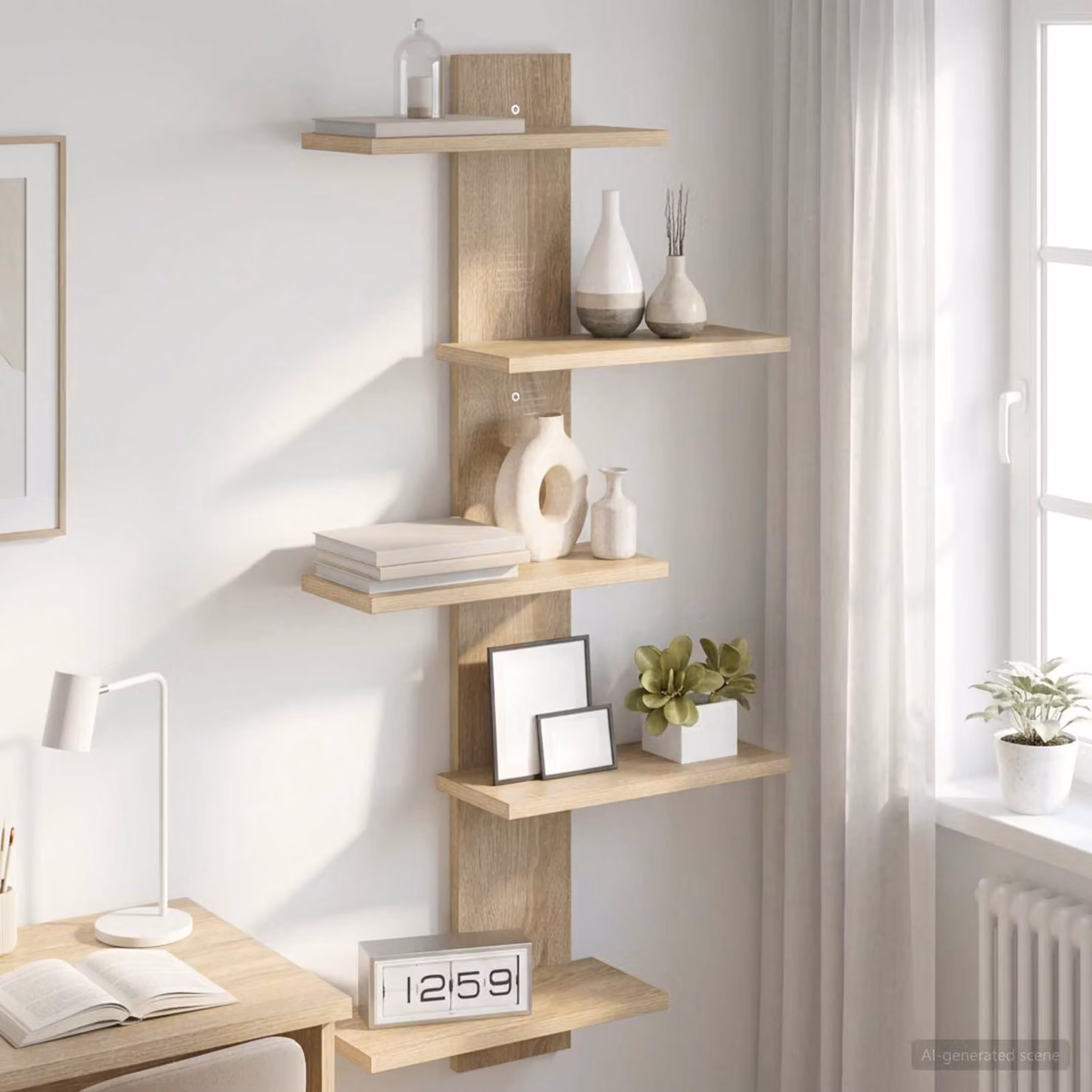 vidaXL Mensola a muro flottante moderna in Rovere Sonoma, marrone, L: 101 cm, P: 48,5 cm, H: 15 cm