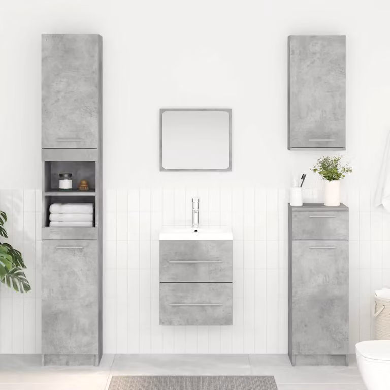 Armadio sottolavello vidaXL in stile rustico per bagno, Grigio, L 38,5 cm x P 41 cm x H 48 cm