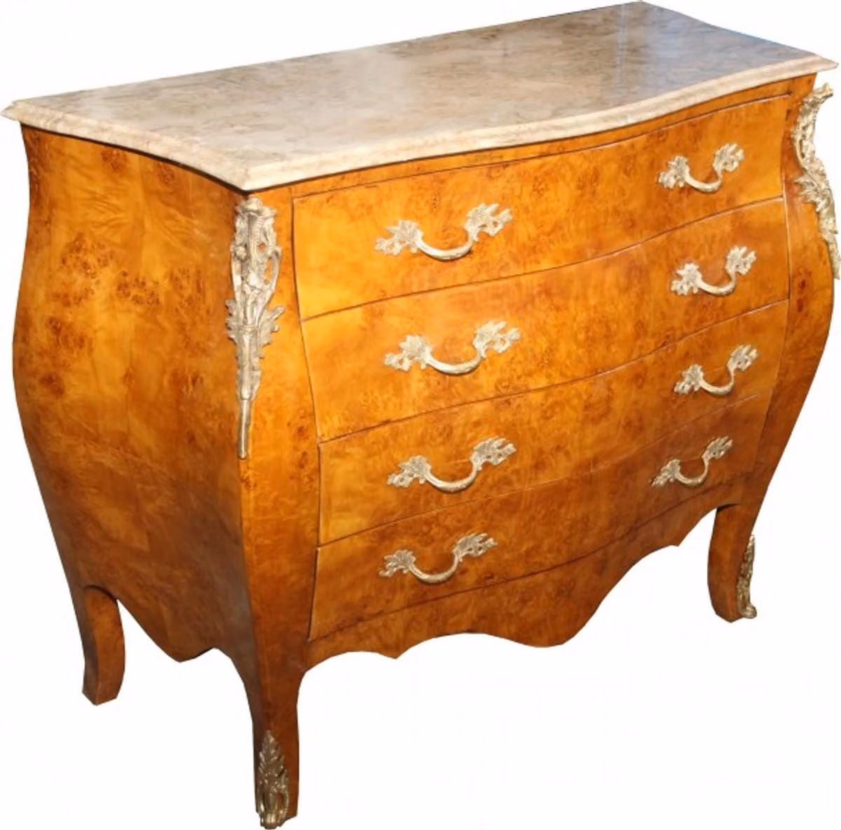 Casa Padrino Cassettiera barocca a volo d'uccello in acero / crema 110 cm - Mobili barocchi