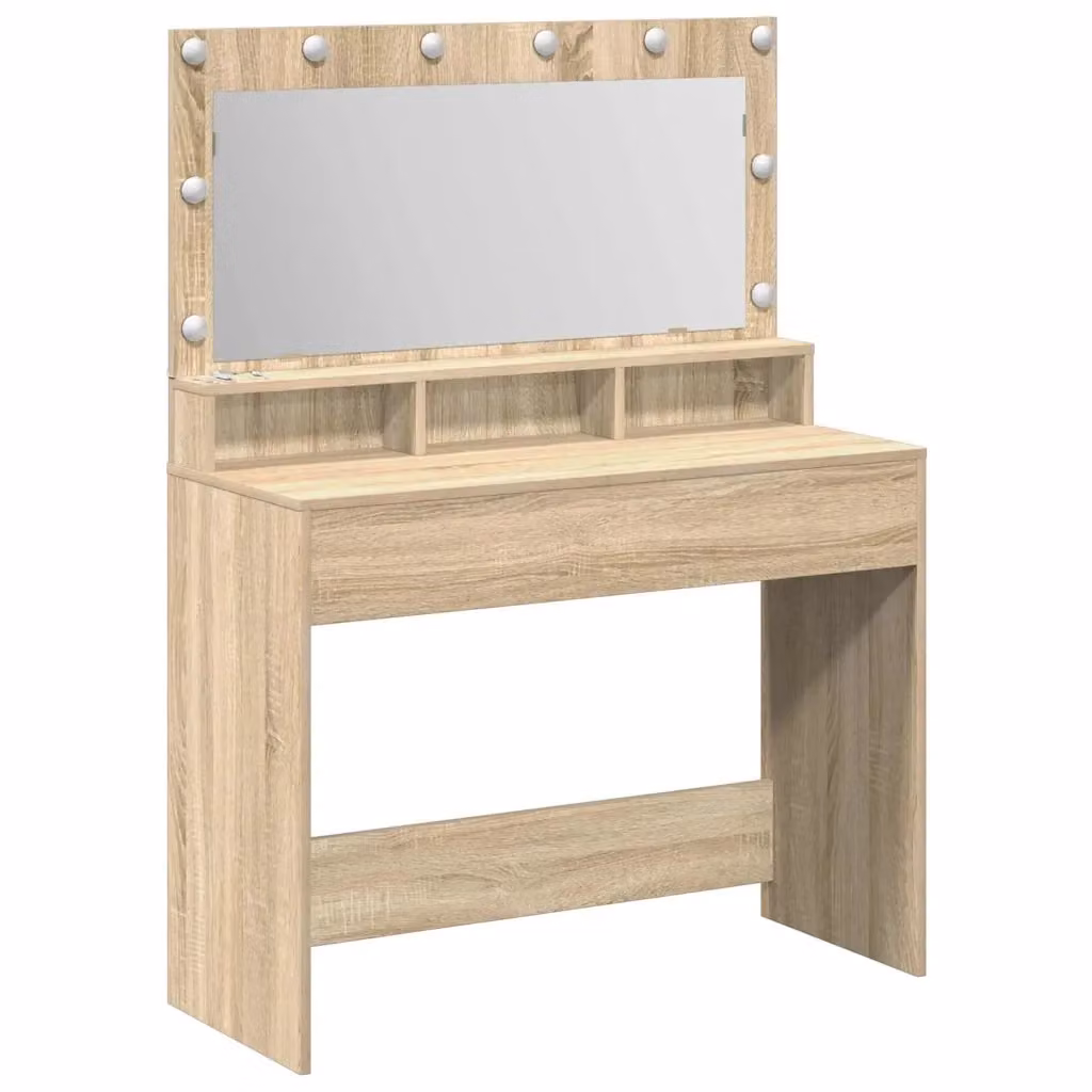 Tavolo da trucco moderno vidaXL in rovere color beige e marrone L/P/H: 100 x 41 x 135 cm – 2
