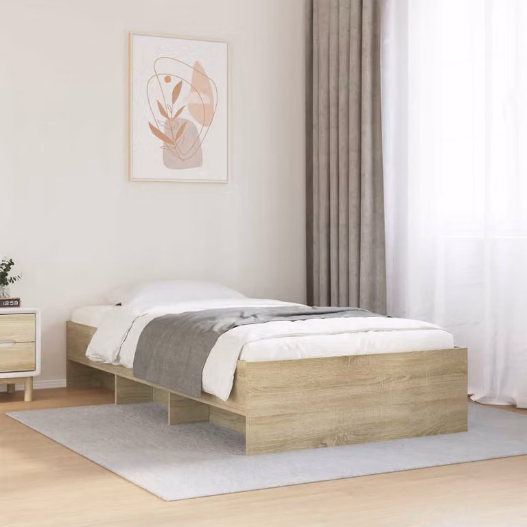 Struttura letto con scaffale vidaXL in legno Rovere Sonoma, L 80 x P 200 cm
