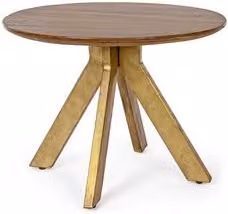 Tavolino Bizzotto SHERMAN in ottone e legno oro e marrone Diametro: 60 cm