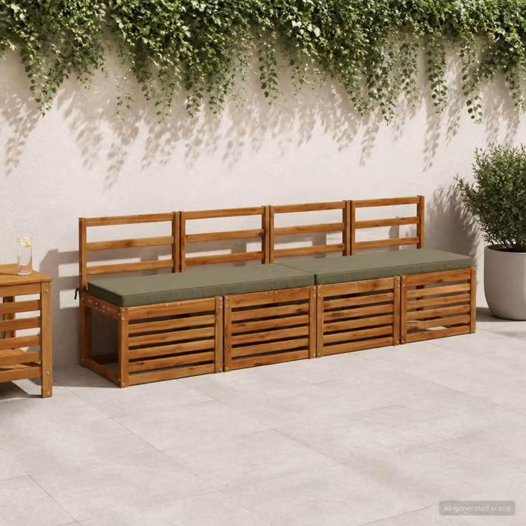 Set di 2 cuscini per panchina vidaXL VUGHT verdi in poliestere con rivestimento rimovibile e resistente ai raggi UV