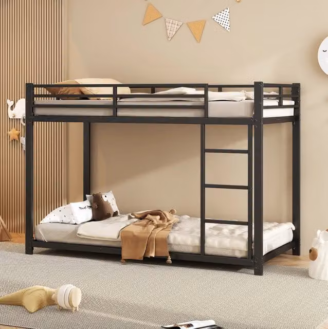 Letto a castello per bambini Beaok in metallo nero con finitura opaca L/P/H: 200 x 90 x 120 cm