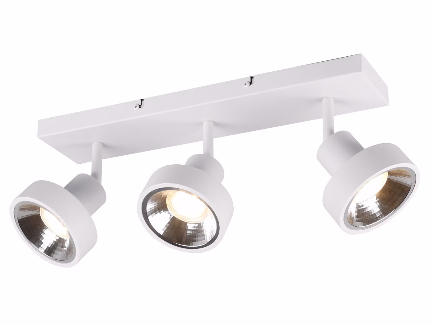 Plafoniera, 3 fiamme, faretti flessibili, bianco opaco, L 44cm
