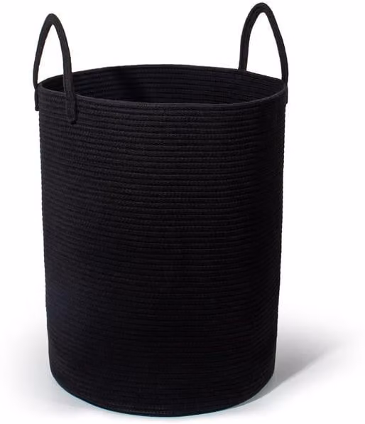 Grande cesto portabiancheria nero con maniglia, per riporre i giocattoli, 38x50 cm